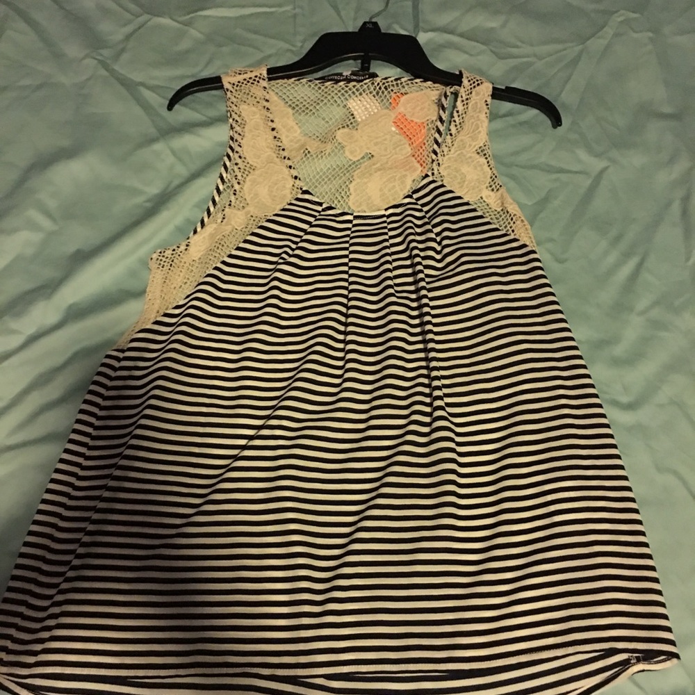 Lace and striped tank